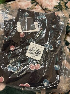 torrid Black Top with Pink & Teal Cherry Print